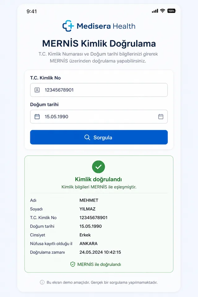 Medisera MERNİS ekranı